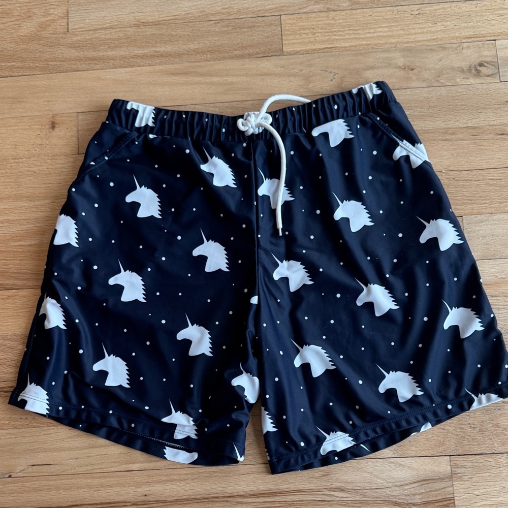 Patpat navy blue Unicorn Print Swim Shorts